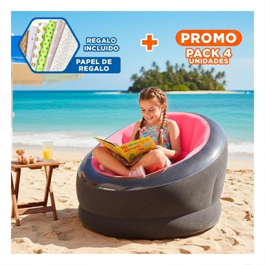 PACK4 SOFA INFLABLE ROSADO PARA SALA Y HOGAR CON USO VERSATIL Y+PAPEL REGALO