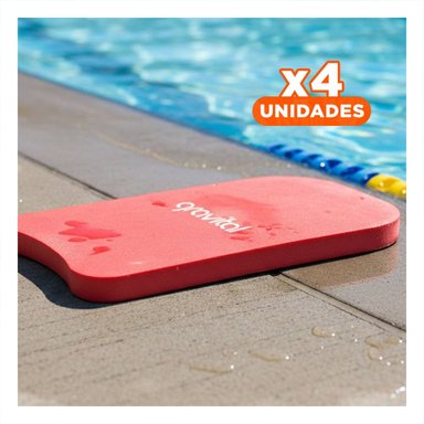 PACK4 TABLA DE NATACION COLOR ROJO PLANA PARA ENTRENAMIENTO DIARIO