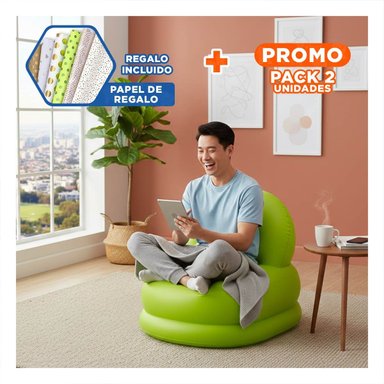 PACK2 ASIENTO INFLABLE BLANCO PARA HOGAR SUAVE Y COMODO PARA SENTARSE Y+PAPEL REGALO