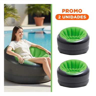 PACK2 MUEBLE INFLABLE VERDE PARA CASA PRACTICO Y CONFORTABLE