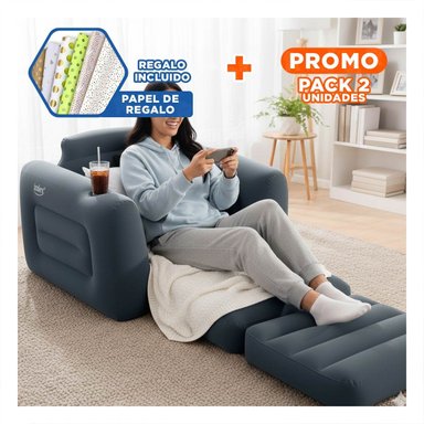 PACK2 BASE DE DESCANSO INFLABLE TIPO SOFA PARA USO FUNCIONAL Y+PAPEL REGALO