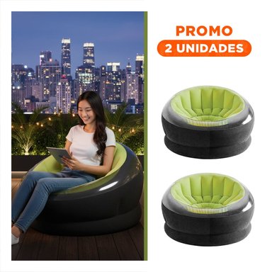 PACK2 SILLON INFLABLE MODERNO VERDE PARA DESCANSO