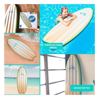 PLANCHA PARA NADAR INFLABLE INTEX BLANCO VERDE PARA PISCINA FAMILIAR Y+POST IT