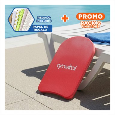 PACK6 TABLA DE NATACION PLANA COLOR ROJO PARA USO DEPORTIVO DIARIO Y+PAPEL REGALO