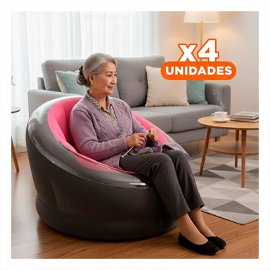 PACK4 MUEBLE INFLABLE ROSADO PARA AMBIENTE FAMILIAR Y RELAX