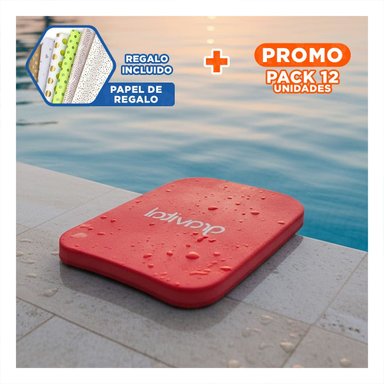 PACK12 PLACA DE NATACION PLANA COLOR ROJO PARA USO DEPORTIVO DIARIO Y+PAPEL REGALO