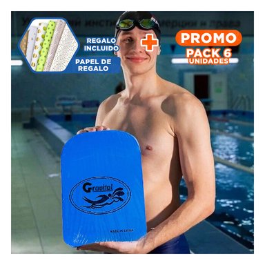 PACK6 ARTICULO ACUATICO PLANO AZUL GRAVITAL PARA NATACION Y PISCINA Y+PAPEL REGALO