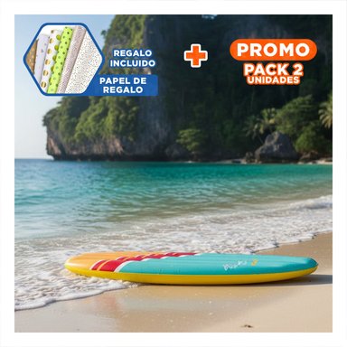 PACK2 TABLA INFLABLE PISCINA INTEX CELESTE ANARANJA PARA DIVERSION EN CASA Y+PAPEL REGALO