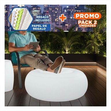 PACK2 SILLON COMODO INFLABLE CON LUZ LED PARA ESPACIOS DE DESCANSO Y+PAPEL REGALO