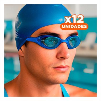 PACK12 LENTES DE NATACION AZUL PARA ADULTOS CON AJUSTE PERFECTO