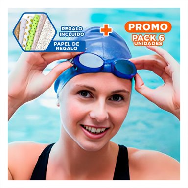 PACK6 LENTES DE NATACION CON ESTUCHE INCLUIDO PARA GUARDADO Y+PAPEL REGALO