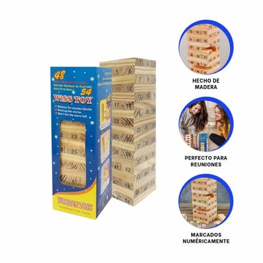 PACK2 OPCION LUDICA DE PIEZAS DE MADERA CON NUMEROS PARA JUEGOS DE MESA Y+PAPEL REGALO - 3