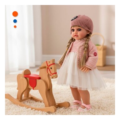 MUÑECA YESSY GRANDE ROSADO 55CM CON VESTIDO ELEGANTE Y GORRA TEJIDA Y+REGALO STICKER - 2