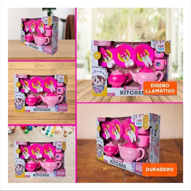 PACK INFANTIL DE COCINA CON TETERAS PLATOS Y CUBIERTOS PARA JUEGO EN FAMILIA Y+POST IT - 1
