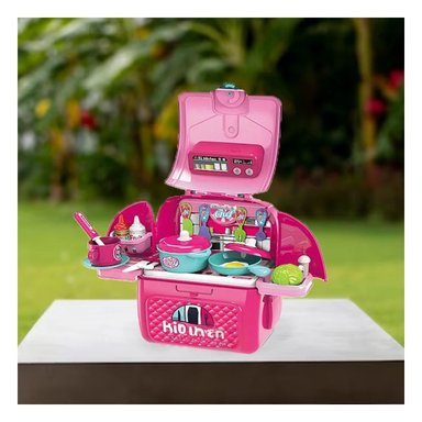 PACK6 JUEGO DE COCINA INFANTIL CON ACCESORIOS EN MALETA PARA NIÑOS PEQUENOS Y+PAPEL REGALO - 5