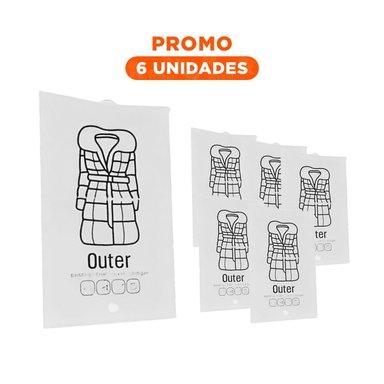 PACK6 CONTENCION AL VACIO PARA ROPAS Y SACOS COLGANTES TRANSPARENTE