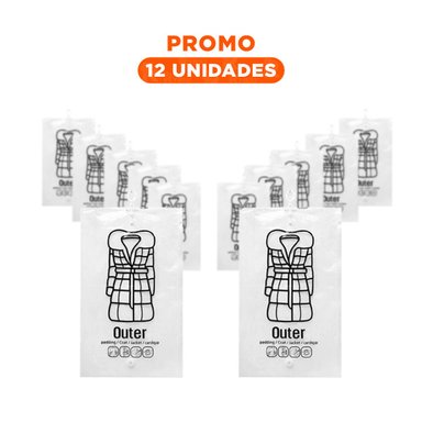 PACK12 PRACTICO VACIO COLGADOR TRANSPARENTE PARA ROPA Y SACOS DE HOGAR Y+REGALO STICKER