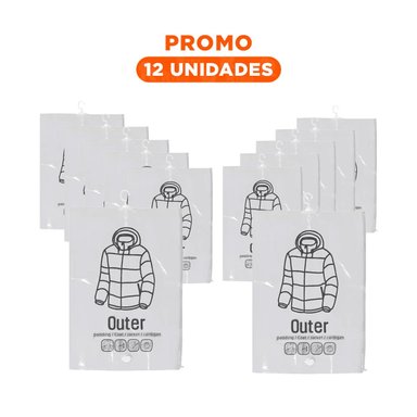 PACK12 ELEMENTO TEXTIL AL VACIO PARA ROPAS Y SACOS COLGANTES TRANSPARENTE Y+REGALO STICKER
