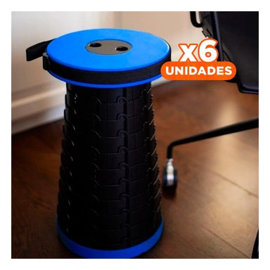 PACK6 BANQUETA COMPACTA Y FACIL DE TRANSPORTAR CON SEGURO PARA HOGAR AZUL Y+REGALO STICKER
