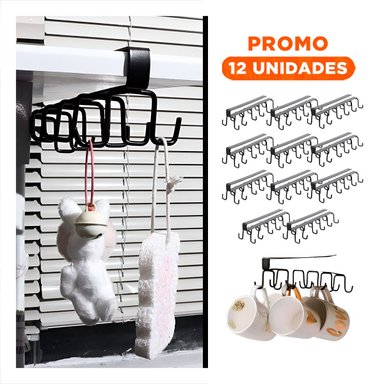 PACK12 TORRE DE GANCHOS 6X2 NEGRO CON SOPORTE ESTABLE Y MUCHO MAS SUPERIOR Y+REGALO STICKER