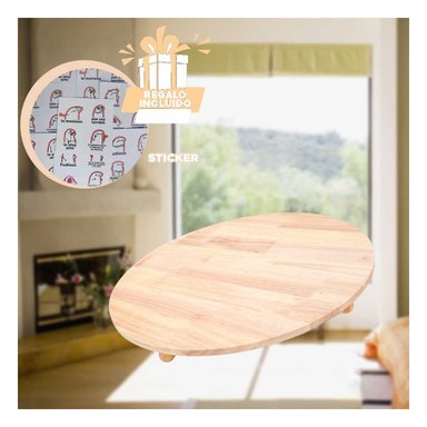 SOPORTE DECORATIVO CIRCULAR DE MADERA CON PATITAS PARA DECORACION DE HOGAR Y+REGALO STICKER