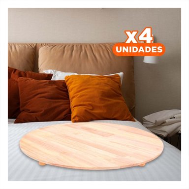 PACK4 APOYO DE MADERA CIRCULAR CON PATITAS PARA ESTILO DECORATIVO