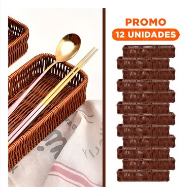 PACK12 UNIDAD DECORATIVA TEJIDA MULTIUSO RECTANGULAR MARRON ORDEN PERSONAL Y+REGALO STICKER