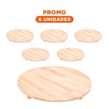 PACK6 ESTRUCTURA DECORATIVA CIRCULAR DE MADERA CON PATITAS PARA HOGAR