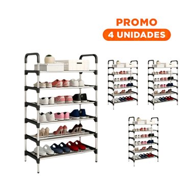 PACK4 PORTAZAPATOS VERTICAL DE TELA PARA MANTENER CALZADO EN ORDEN NEGRO Y+REGALO STICKER