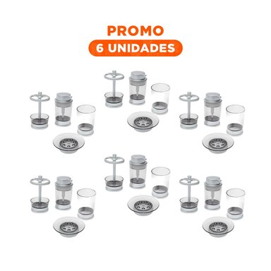 PACK6 GRUPO ASEO 4 PIEZAS COLOR PLATEADO PARA ORDEN DIARIO EN HOGAR MODERNO PREMIUM