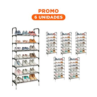 PACK6 ORGANIZADOR VERTICAL 7 NIVELES COLGANTE PARA DORMITORIO Y VESTIDOR NEGRO - 1