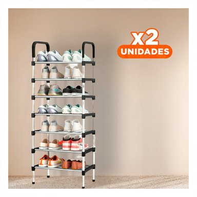 PACK2 PORTAZAPATOS VERTICAL 7 NIVELES MULTI NIVEL PARA GUARDAR CALZADO NEGRO Y+REGALO STICKER - 1