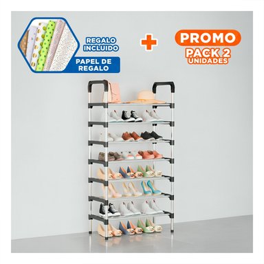 PACK2 PORTAZAPATOS VERTICAL 7 NIVELES COLGANTE PARA CALZADO ORGANIZADO NEGRO Y+PAPEL REGALO - 1