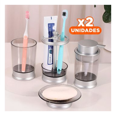 PACK2 PACK ORGANIZADOR ASEO 4 PIEZAS PLATEADO PARA ESPACIOS DEL HOGAR Y+REGALO STICKER