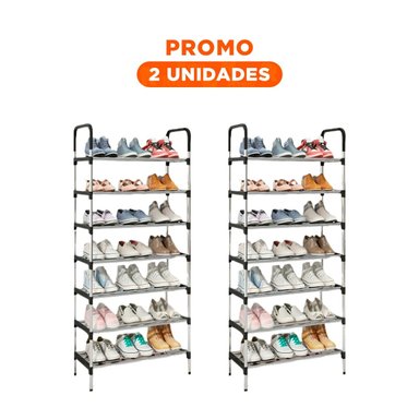 PACK2 PORTAZAPATOS VERTICAL 7 NIVELES PARA DORMITORIO Y PASILLO NEGRO