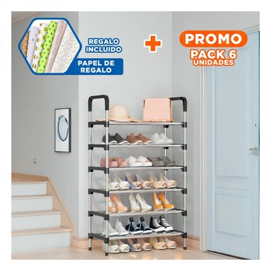 PACK6 PORTAZAPATOS VERTICAL COLGANTE PARA GUARDAR ZAPATOS FACIL NEGRO Y+PAPEL REGALO - 1