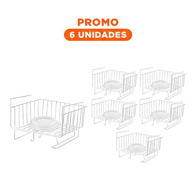 PACK6 EQUIPO AUXILIAR 28,5X20X27 CM BLANCO DE ALTA RESISTENCIA PARA SU DESPENSA