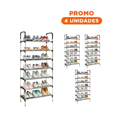 PACK4 ORGANIZADOR VERTICAL 7 NIVELES PARA MANTENER ZAPATOS EN ORDEN NEGRO Y+REGALO STICKER - 1