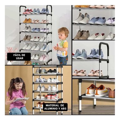 PACK4 ORGANIZADOR VERTICAL 7 NIVELES PARA MANTENER ZAPATOS EN ORDEN NEGRO Y+REGALO STICKER - 2