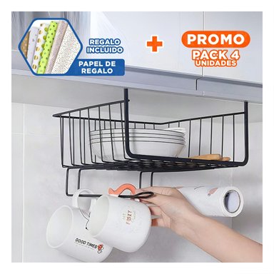 PACK4 EQUIPO AUXILIAR 28,5X20X27 CM NEGRO CON DISEÑO DURADERO EN SU VIVIENDA Y+PAPEL REGALO