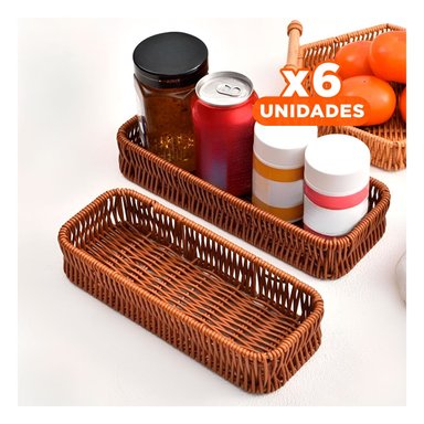 PACK6 UNIDAD TEJIDA MULTIUSO RECTANGULAR COLOR MARRON PARA ORDEN DIARIO Y+REGALO STICKER