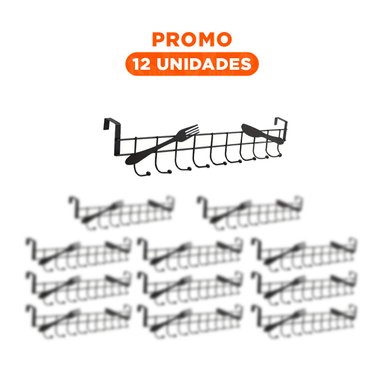 PACK12 TORRE DE GANCHOS 45X10 CM NEGRO CON SOPORTE ESTABLE Y MUCHO SUPERIOR Y+REGALO STICKER