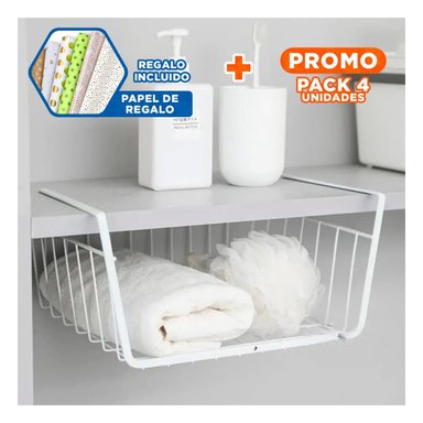 PACK4 BANDEJA COLGANTE METALICA BLANCO 29X20X27CM PARA GUARDADO PRACTICO Y+PAPEL REGALO