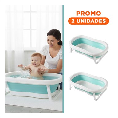 PACK2 RECIPIENTE PLEGABLE PARA BEBE PRACTICA, SEGURA Y VERSATIL VERDE - 1
