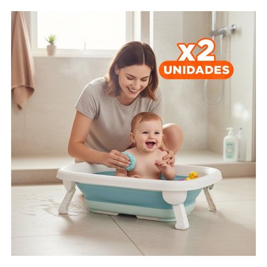 PACK2 RECIPIENTE PLEGABLE PARA BEBE RESISTENTE, VERSATIL Y FUNCIONAL CELESTE Y+REGALO STICKER