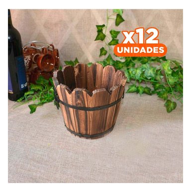 PACK12 ADORNO DE MADERA ESTILO HOGAR CON DISENO BARRIL Y BORDE ONDULADO MARRON