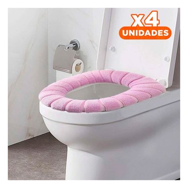 PACK4 ASIENTO AFELPADO PARA INODORO SUAVE LAVABLE Y COMODO DIARIO HOGAR