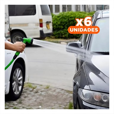 PACK6 SUMINISTRO EXPANDIBLE 22 METROS VERDE PARA JARDIN HOGAR USO DIARIO Y+REGALO STICKER