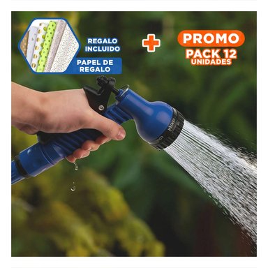 PACK12 TUBO JARDIN 30 METROS - AZUL EXPANDIBLE PARA PLANTAS Y PATIO Y+PAPEL REGALO