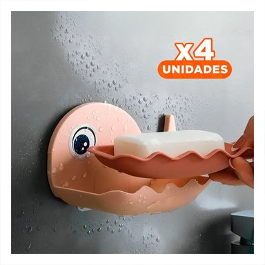 PACK4 CONTENEDOR BALLENA PORTA JABON PLASTICO RESISTENTE PARA COCINA ROSADO